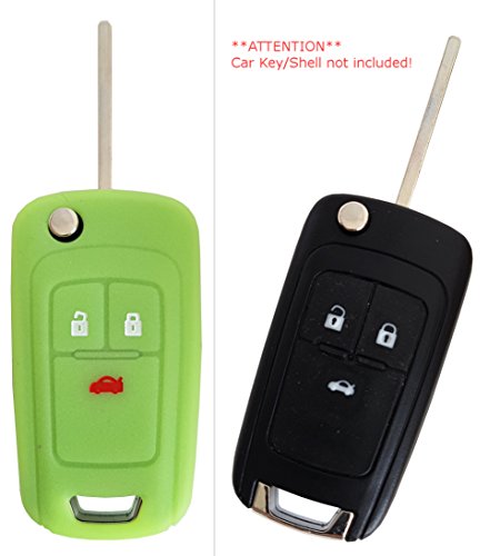 carkeyplus CK + Opel Auto de Llave móvil Key Cover Case Funda Silicona para Adam Cascada Moca X Astra Corsa Insignia Meriva Zafira 3-Button-Keybit Leuchtend grün