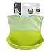 G2Plus Silicone Baby Bibs Portable Toddler Bib Soft Food Catcher Feeding Pocket Foldable for Diaper Bags (Green)