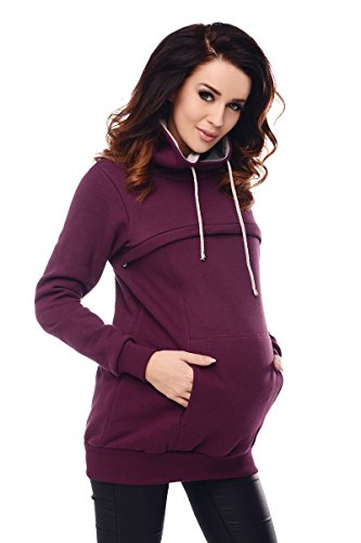 Purpless Maternity 2in1 Pregnancy and Nursing Cowl Neck Sweatshirt 9054 (UK 12, Plum)