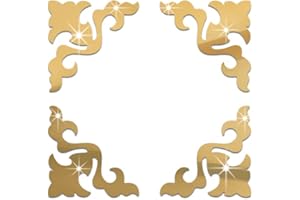 Funlife Borders - Adesivi da parete in filigrana in plastica, autoadesivi, per decorazioni fai da te, 16 pezzi, oro, 15 x 15 cm