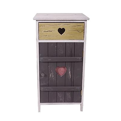 Rebecca srl Mobili Rebecca® Table de Nuit Armoire de Chevet 1 Tiroir 1 Porte Bois Style Vintage Chambre à Coucher Cuisine (Cod. RE4897)