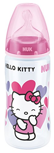 NUK Hello Kitty First Choice+ 300ml Bottle Pink Size 2 Silicone Teat (6-18m)