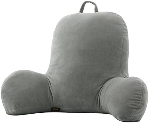 GxNI Bed Reading Pillow - Bed Rest Pillows with Arm Rests for Reading in Bed - Waist Cushion Pillow with Arms for Home, Office - Thick Bedrest Pillow with Washable Cushion Cover （warm hand pockets）55*38*20 , Grey