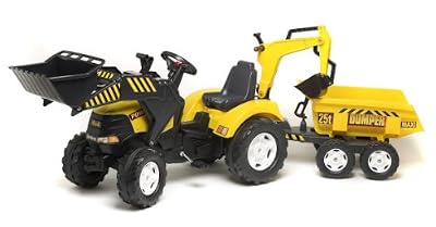 Falk - 1000W - Vélo et Véhicule pour Enfant - Tracteur Power Loader + Excavatrice + Remorque Maxi GM