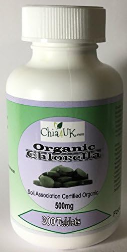 Organic Chlorella Tablets 300 per Bottle (500mg Pure Tablets)| Packaged in the UK by Chia4uk ltd| Top Quality|