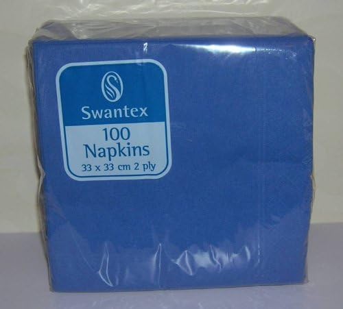 100 x Blue Swantex Serviettes Napkins - 2 Ply - 33cm 13"