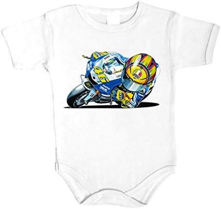Biker Yamaha R1 Moto GP 46 Valentino Rossi Baby Kids Girls Boys Babygrow Vest Grow Bodysuit Jumpsuit Best Gift (74 (6-12 m), WHITE)