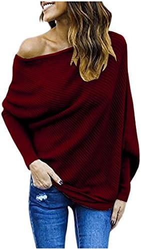 Zaywind Women's Sexy Sweatshirt Batwings Sleeve Cardigan Casual Knit Sweater Off Shoulder Top