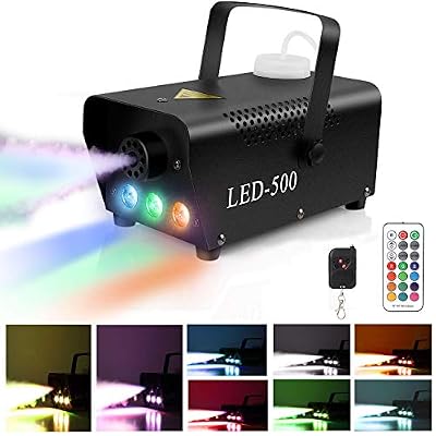 Upstartech Machine à fumée,Machine à brouillard de 500 W avec télécommande sans fil et lumière colorée pour les fêtes, mariages, pièces de théâtre, discothèques, DJ (Version mise)