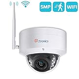 5MP Caméra de Surveillance WiFi Détection de Corps Humain de Mouvement Ctronics Caméra IP Dôme sans Fil Large Angle 110° HD Vision Nocturne IP65 Imperméable Fente de Carte SD
