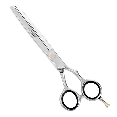 ACEVIVI 6.5" Professional Barber Thinning / Texturizing Scissors - Comfort Grip Triple Ring with Adjustable Tension and Finger Inserts - Sculpt and Layer Haircuts for Men and Women