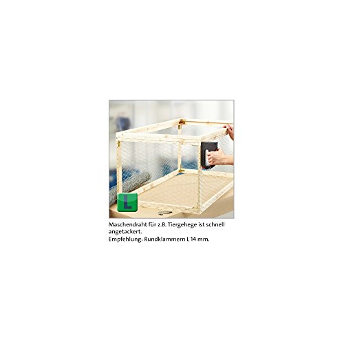 Novus Typ L Rundklammern mit 14 mm Länge, Klarsichtverpackung mit 840 Tackerklammern vom Typ L/14 mit D-Spitze, optimales Heftmittel zur Befestigung von Rundhölzern, Drähten und Maschendraht, 042-0727 - 3