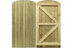 MD CARPENTRY Wooden Featheredge Dome Garden Gate Pedestrian Gate Wooden Pressure Treated 6ft 180cm,(180cm High x 60cm Wide x 6cm Deep)