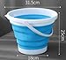 Produktbild CGXGZ Eimer Klappeimer Kunststoff Haushalt Autowaschanlage Tragbare Bad Kunstspeicher Wasserwagen Mit Angeln Waschbecken Küche Eimer, Blau, 7L