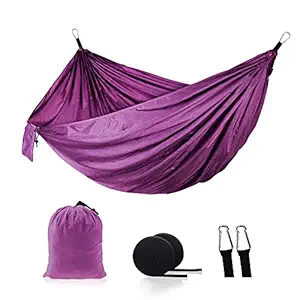 Nylon Hammock Widened Indoor Outdoor Swing Camg Supplies 210T Nylon Beach Hammock Travel Hiking Hammock(Purple) -Layfoo