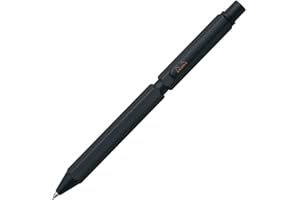 RHODIA 9342C - Multipen scRipt 3-in-1 - 2 penne a sfera 0,5mm NERO & rosso + 1 Portamine Mine a grafite 0,5mm - Corpo Esagonale in alluminio spazzolato NERO - ricaricabile - gomma sotto il bottone