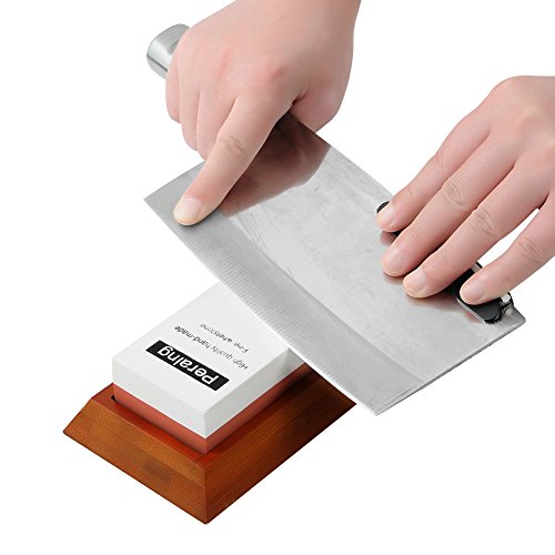 (Update) Peralng® 3000/8000 Doppelseitiger Messerschärfer Abziehstein Schleifstein Oilstone Whetstone Wetzstein Grit Kombination mit Halter aus bequem Bambus (3000/8000) - 3