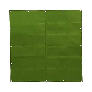 Wall Plant Bag, Grow Bag 36 Pockets Reusable Flower Hanging Felt for Balcony Garden(Green)