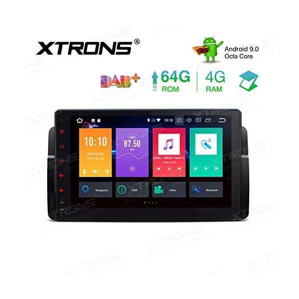 XTRONS 9" Android 4GB RAM 64GB ROM Autoradio mit Touch Screen Android 9.0 Octa Core Autostereo unterstützt 4G WiFi Bluetooth DAB OBD2 CAR Auto Play TPMS Musik Streaming FÜR BMW/Rover/MG