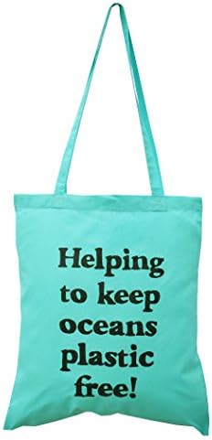 'Save the Oceans' Aqua Blue Cotton tote bag