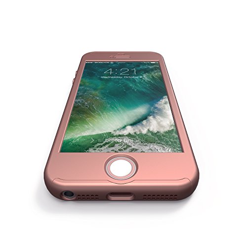 Mobilyos Funda iPhone SE 360 Grados   Cristal Templado   360        Oro Rosa   Case  Cover  Funda iPhone 5s 360 Grados