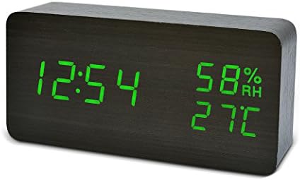 FiBiSonic Black Electric Clock Morden Design, Touch Sensor Multiple Display