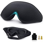 Eye Mask for Sleeping 3D Contoured Sleep Masks, Upgraded 100% Blackout Eye Mask, Eye Zero-Pressure Sleeping Mask Adjustable Strap, Sleep Eye Mask Breathable Comfortable with Carry Pouch and Ear Plugs