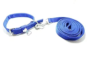 THE DDS STORE Dog Neck Collar Belts and Leash Set (Red Color, Waterproof, Medium, Leash ) Dog Belt Combo of Dog Collar with Dog Leash Specially for Medium Breed (Medium, Blue)