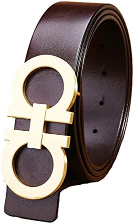 GoblinKingdom Men Business Casual H Word With Double Hole Smooth Leather Buckle Belt