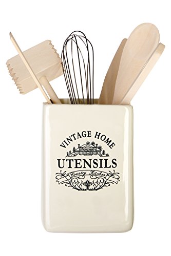 Premier Housewares Vintage Home Quadratischer Utensilienhalter mit Küchenhelfern