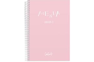 Casterli 84009-Rosa - AGENDA ESCOLAR 2024-25 BASIC Color Rosa, Semana Vista, Vertical, Tamaño A5, Papel 70g, Cubierta Polipropileno Opaco, Colores surtidos, 148 x 210 mm
