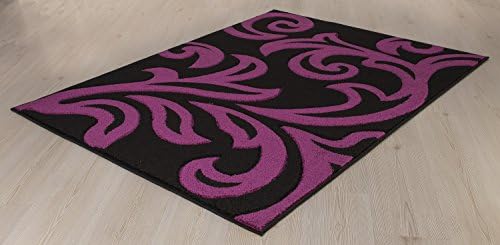 Soft and Thick High Quality Rugs with Modern Pattern All Sizes (Small to Large) (80cm x 150cm, Black Purple)
