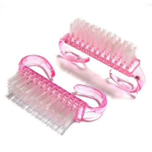 Hrhyme 2Pcs Pink Nail Art Dust Clean Cleaning Brush Manicure Pedicure Tool