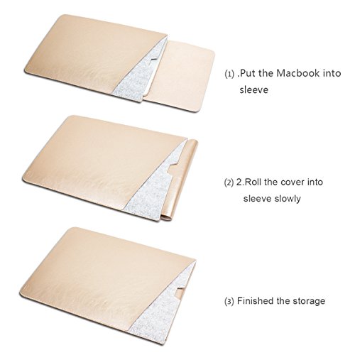 WALNEW 13.5 Microsoft Surface Book 13.5 Zoll Schutzhülle, Hülle, Case, Cover, mit Zwei-Taschen-Design mit Geschütztem Inneren und Externem Mousepad,Gold - 4
