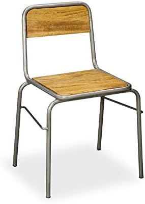 Home Furniture Stylish Solid Back Design Stackable Dining Chair with Metal Legs (Material: Solid Wood, Color Mango)