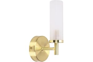 ValueLights | Gold Wall Light Fitting with Reeded Glass Shade | Bath Wall Lights, Home Décor & Improvement Essential | Includes Bulb