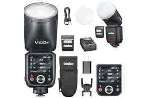 GODOX V100N Flash V100-N 100w Testa Rotonda TouchScreen Speedlite per Nikon,2.4G Wireless Fotografia Luce Esterno e Global Shutter Luce Video Sync 1/80000s,batteria al litio integrata