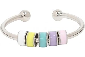 Loomify Anxiety Ring Damen Fidget Ring 925 Silber Frauen Ringe Farbenfroher Harz Tropfen Spinner Ring, Verstellbarer Anti Stress Ring