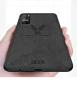 MOBIKTC Deer Series -Anti Slip Soft Fabric Case with Camera Protection Protective Back Case Cover for Xiaomi Redmi 9 Power -Black