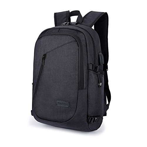 Anti-Diebstahl-Rucksack, 35L Daypack Rucksack mit USB-Ladeanschluss Kopfhörer-Schnittstelle und Passwort-Sperre, täglich wasserdichter Rucksack, Laptop-Rucksack für 12-16 Zoll Laptop (Schwarz)