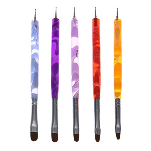 Internet 5Pcs 2-Ways Acrylic UV GEL Nail Art Dotting Brush Pen