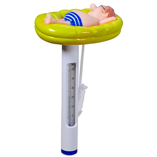Pool Stab-Thermometer mit Motiv „Mann auf Luftmatratze“, lustig, schwimmend - 2