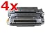 Produktbild 4x Toner SPARSET kompatibel zu HP Laser Jet + Enterprise + Pro M 500 521 525, P3010 P3011 P3015, N F DX DZ DN MFP X DW D C, 4x black/schwarz, je 12.000 Seiten, ersetzt CE255XD, CE255X, 55X (4er Pack)