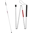 PAXMAX Folding Blind Cane Reflective Red Folding Walking Stick for Vision Impaired and Blind People