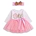 Produktbild Riou Weihnachten Baby Kleidung Set Pullover Outfits Winteranzug Kinder Baby Mädchen Deer Gestreifte Prinzessin Kleid Weihnachten Outfits Kleidung (70, Rosa K)