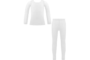 YiZYiF Enfant Fille sous-Pull Thermique Pantalon Moulant Ajusté Slim Fit Chaude Hiver Automne Sweat-Shirt Manches Longues Leggings Sport Haut de Danse Ballet Classique