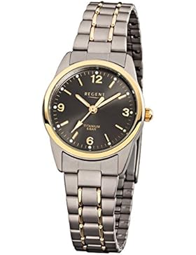 Regent Damen-Armbanduhr Mineralglas Quarz Titan (Metall) grau silber gold URF429
