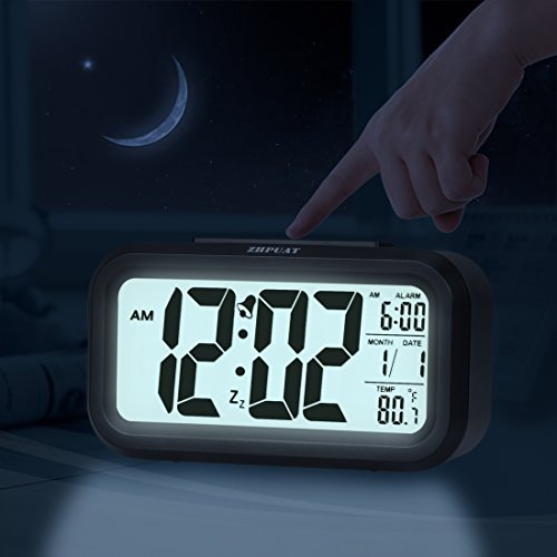 ZHPUAT Digital-Wecker Digitaluhr große LCD-Ziffern mit Hintergrundbeleuchtung Schwarz - 9