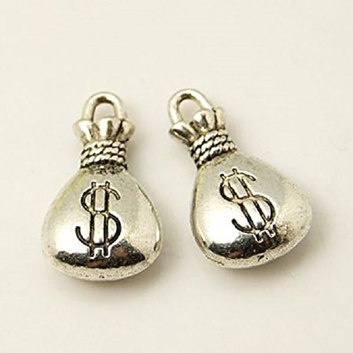 4 x Tibetan Style Antique Silver Money Bags Charm Pendants 17mm - LB1619