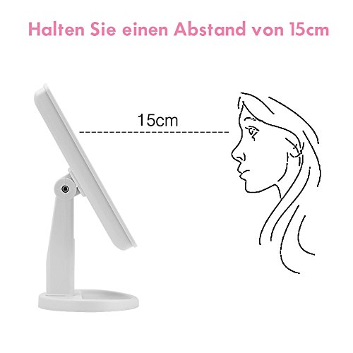 KYG USB Ladeanschluss Make up Spiegel 16 LEDs,Dimmerbar,Touch Schalter Schminkspiegel,batteriebetrieben Beleuchtet Kosmetikspiegel Weiß - 7